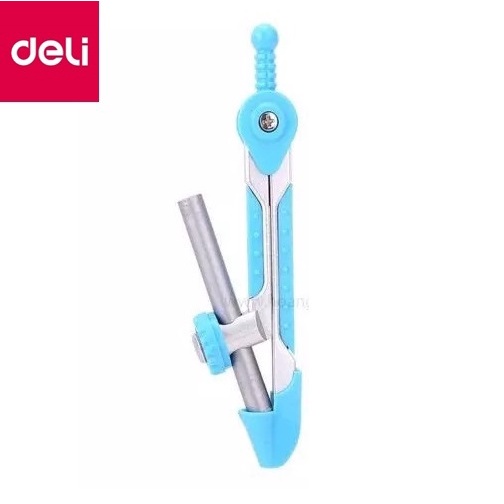 Compa chì gỗ Deli 8615 / Compa học sinh Deli E8615 chì gỗ thay thế tiện lợi có hộp đựng