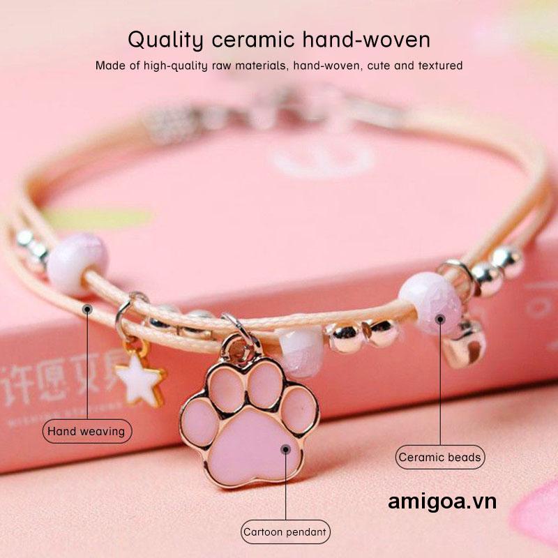【amigoa.vn】Vòng Tay Hình Chân Mèo Hoạt Hình Đơn Giản Dành Cho Nữ Sinh