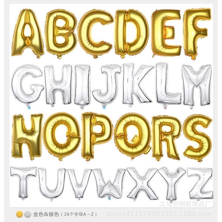 Bóng chữ cái màu vàng, bạc, hồng, xanh