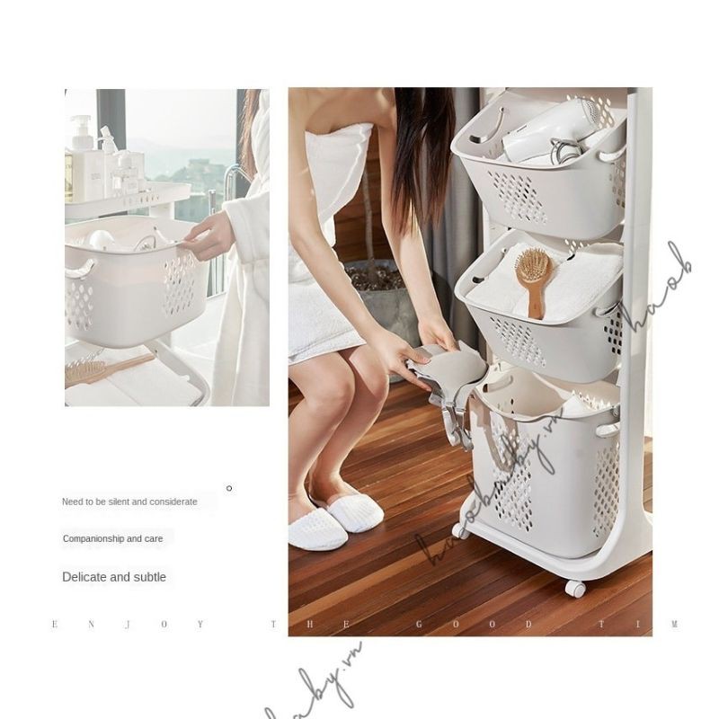 Kệ 3 tầng đựng đồ đa năng có bánh xe di chuyển tiện dụng