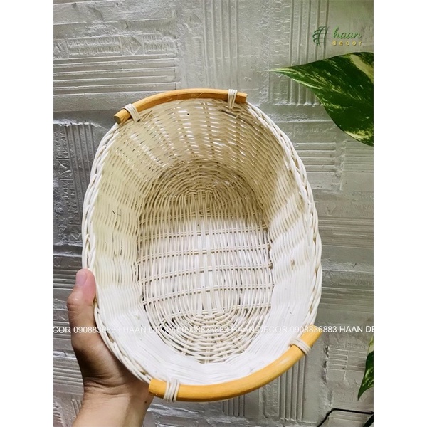 Giỏ mây khay mây hình oval đa năng; Khay mây tre đựng hoa quả, đồ dùng