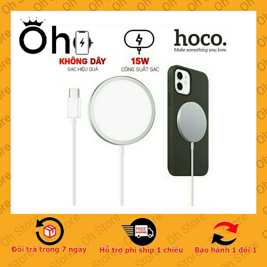 Sạc Không Dây MagSafe Từ Tính 15W Hoco CW29 Cho Iphone 11,12, 12pro, 12pro max - Bảo Hành 12 Tháng