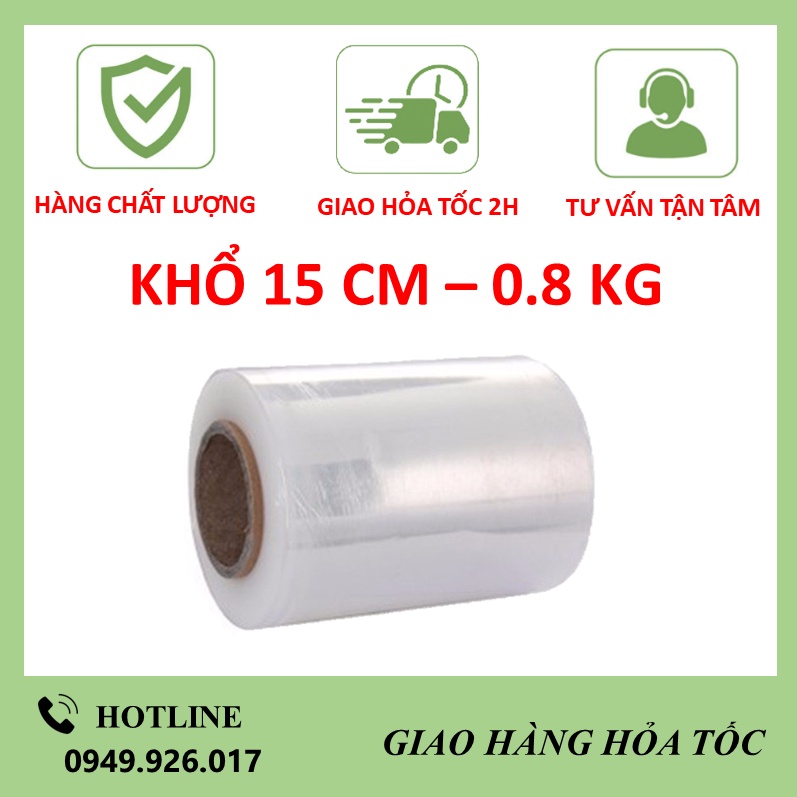 Màng PE TRẮNG khổ 15 cm 0,8 kg, màng chít, nilong bọc, quấn bọc thực phẩm lõi nhỏ giá rẻ Hà Nội