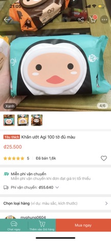 Khăn ướt agi 100 tờ đủ màu