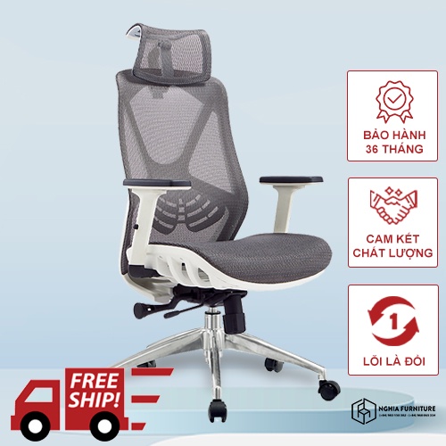Ghế công thái học Nghia Furniture Ergonomic Spider 02 Full lưới Hàn Quốc, ngả sâu 135 độ, khung hợp kim chịu tải 1160kg