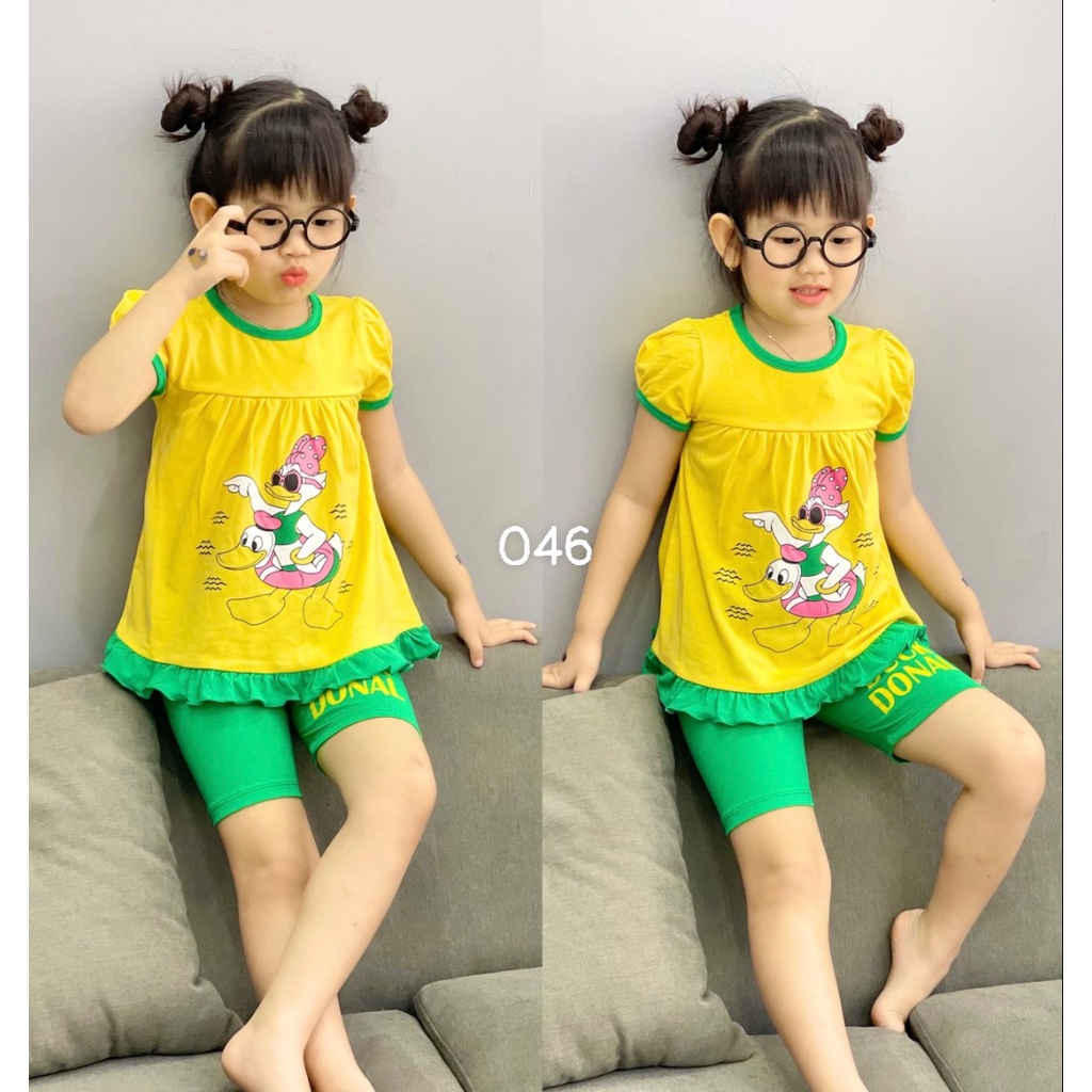 Bộ đồ bé gái mặc nhà cotton mát quần lửng size đại 046