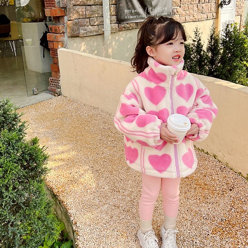Áo Khoác Lông Cừu Phối Nhung Dày Phong Cách Phương Tây Thời Trang Mùa Đông Mới 2021 Cho Bé Gái