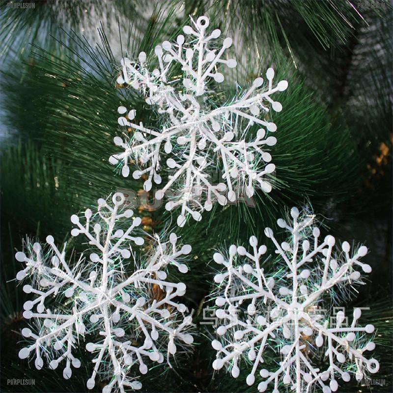 PURPLESUN 15pcs White Snowflake Ornaments Christmas Tree Decorations Home Festival Décor