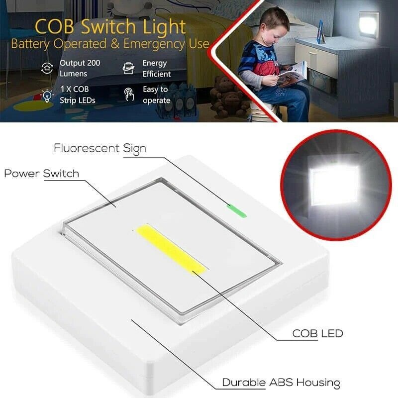 Công tắc đèn LED COB hình vuông gắn tường cho phòng ngủ/ cầu thang