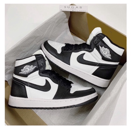 Giày Thể Thao Jordan 1 High Đen Trắng Panda, Sneaker Nam Nữ JD1 Fullbox