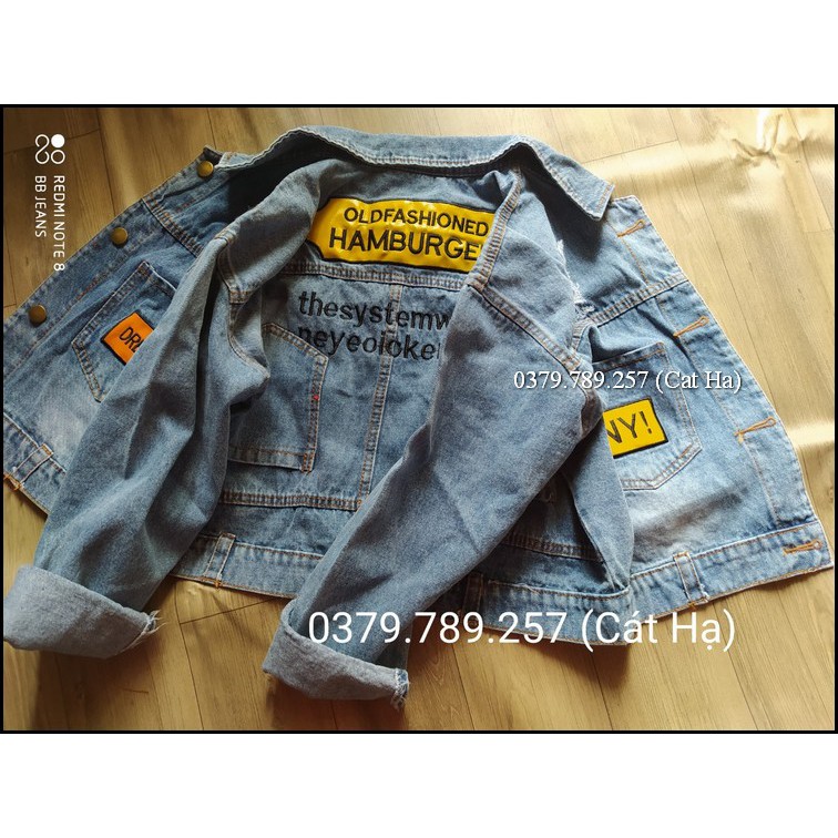 Áo khoác nữ chất jean cao cấp thời trang form dưới 58Kg Hambuger BB38