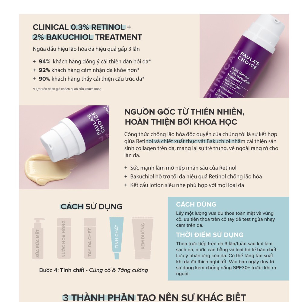 Tinh Chất Chống Lão Hóa Từ Retinol Và Bakuchiol Paula's Choice Clinical 0.3% Retinol + 2% Bakuchiol 5ml Mã 8016