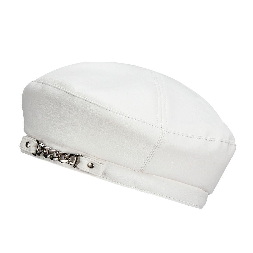 CACTU Mũ Beret Phối Dây Xích Kim Loại Thời Trang Thu Đông Cá Tính Cho Nam