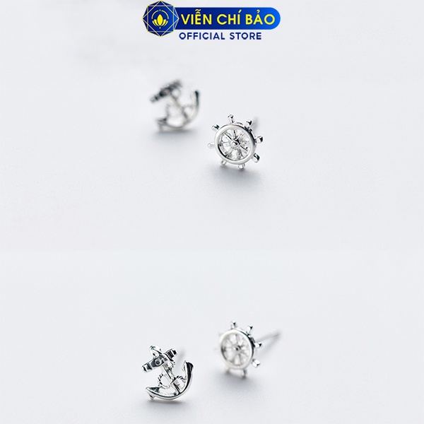 Bông tai bạc nữ mỏ neo bánh lái chất liệu bạc 925 thời trang phụ kiện trang sức nữ thương hiệu Viễn Chí Bảo E009-FB