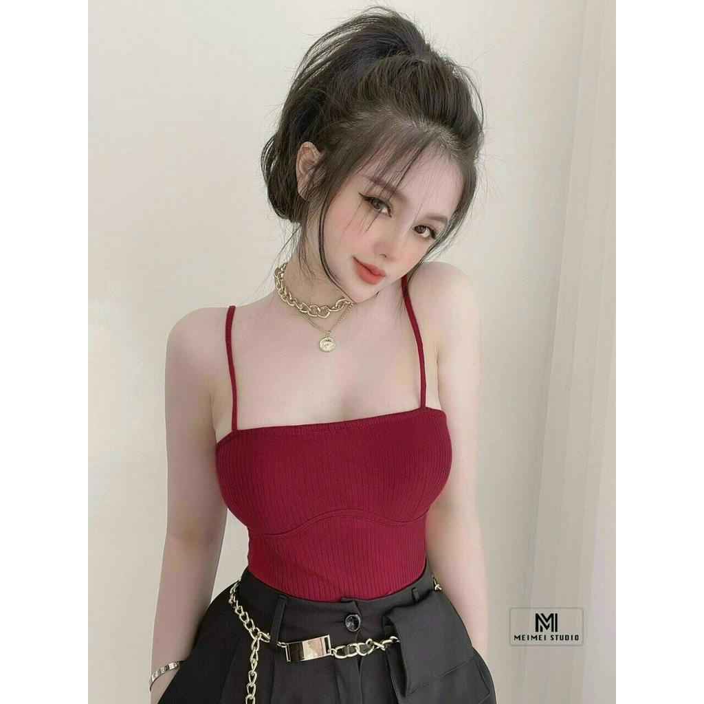 áo 2 dây bra gân viền dưới ngực có mút