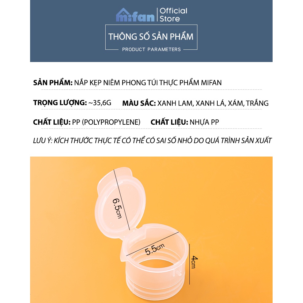 Nắp Kẹp Miệng Túi Thực Phẩm Mifan - Chống Ẩm Mốc, Bảo Quản Đồ Ăn, Đường, Sữa, Snack