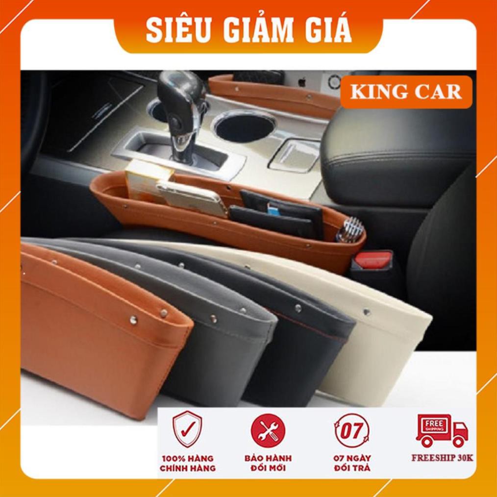 Khay để đồ kẹp khe ghế ô tô, khay để đồ khe ghế oto bọc da sang trọng - Shop KingCar