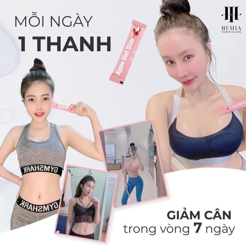 Thạch Táo Giảm Cân Hemia giữ dáng, đẹp da, không ăn kiêng, ko tác dụng phụ, ko mệt mỏi, hấp thụ chất béo có chọn lọc