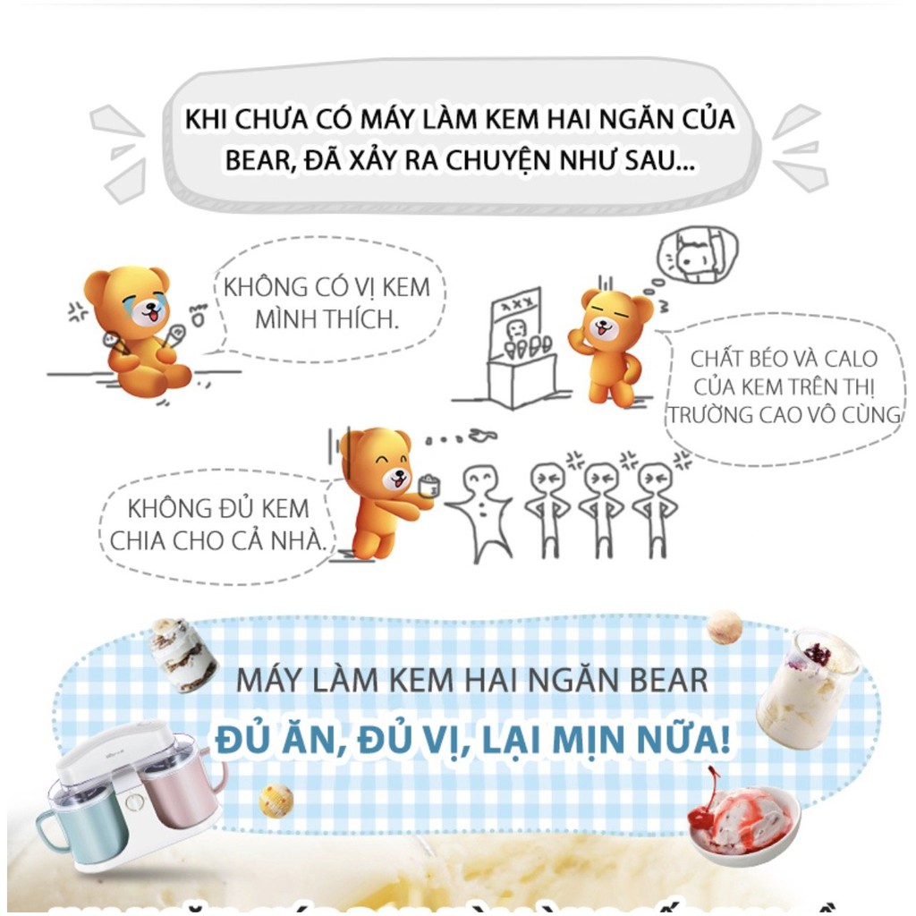 Máy Làm Kem 2 Ngăn Bear - hàng nhập khẩu