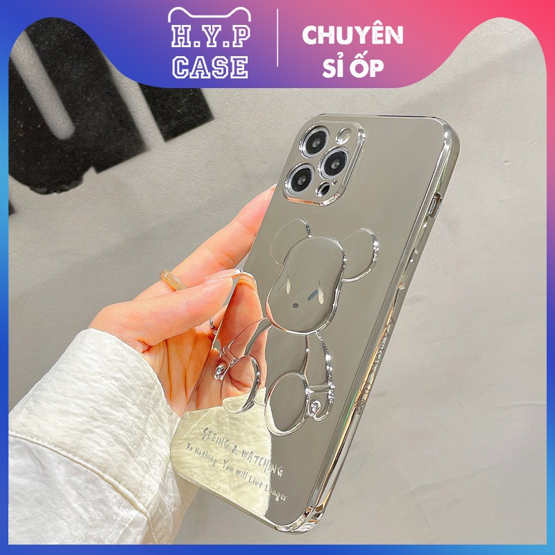 Ốp Lưng Iphone Gấu KAWS Màu Full Bạc Hàng Loại 1 Hình Nổi 3D Viền Si Cạnh Vuông (02) | BigBuy360 - bigbuy360.vn