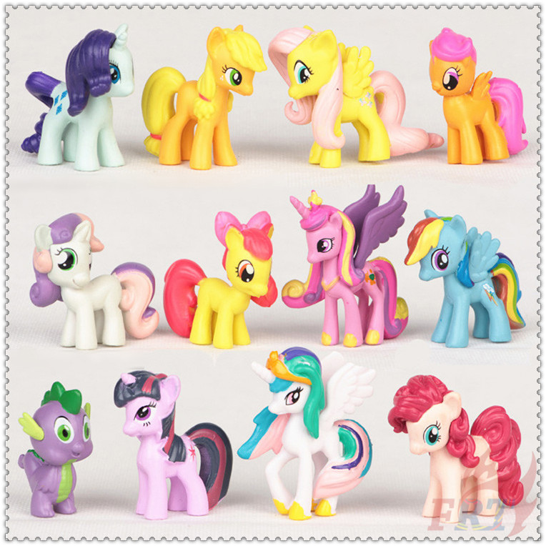 Set 12 Mô Hình Ngựa Pony Trang Trí Bánh Kem