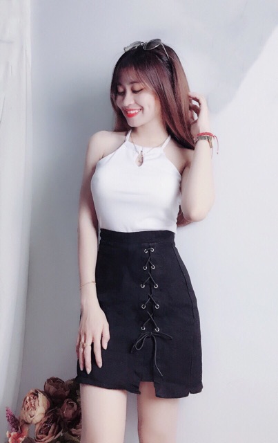 Chân váy kaki thắt dây xẻ vạt HÌNH THẬT 100% | BigBuy360 - bigbuy360.vn