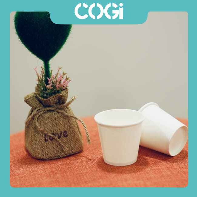 50 ly giấy nhỏ cốc giấy sampling 3oz ~ 80ml cogi đựng mẫu thử, gia vị, sốt - kèm nắp băng