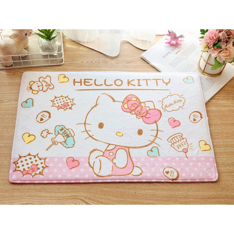 Thảm Chùi Chân Lông Mịn Chống Trượt Hình Hello Kitty
