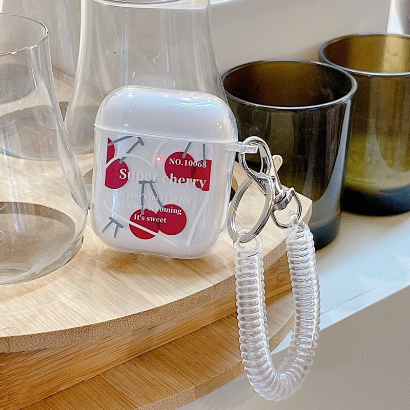 Vỏ case cherry bảo vệ bao đựng tai nghe airpods 1 2 Pro - Ốp airpods chống va đập, trong suốt in hình