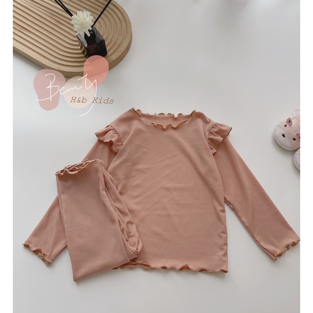 Bộ Đồ Dài Tay Trơn Bé Trai, Bé Gái 10-20kg Chất Thun Tăm Trượt Tay Bèo Cổ Viền Sóng - AN.KID
