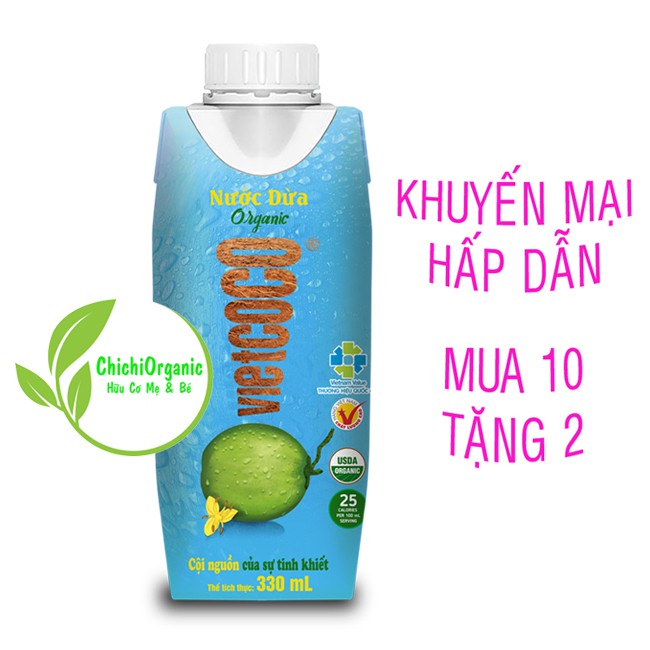 Nước dừa Vietcoco Organic 330ml