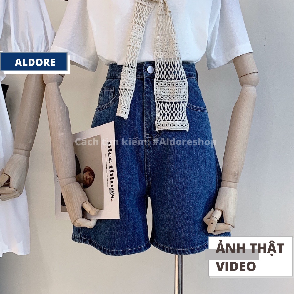 Quần short jean lửng ống rộng form ngố bò màu xanh đậm Ullzang Hàn Quốc MSHA