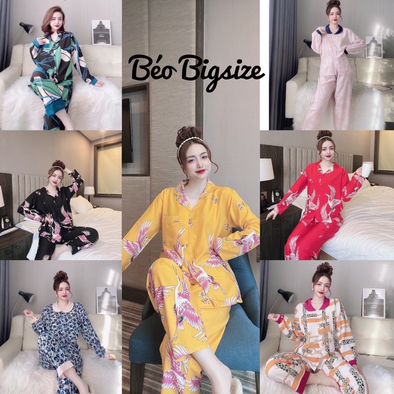 Đồ Bộ Pyjama Bigsize -Béo Bigsize TD 55-95kg Pyjama Bigsize Cao Cấp Mặc Nhà  Đẹp,Chất  Lụa Nhật mát xịn