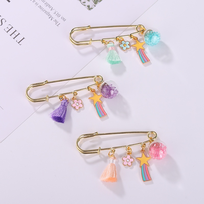 Ghim cài áo trang trí ngôi sao tua rua hạt đá lấp lánh thời trang dành cho cả nam và nữ