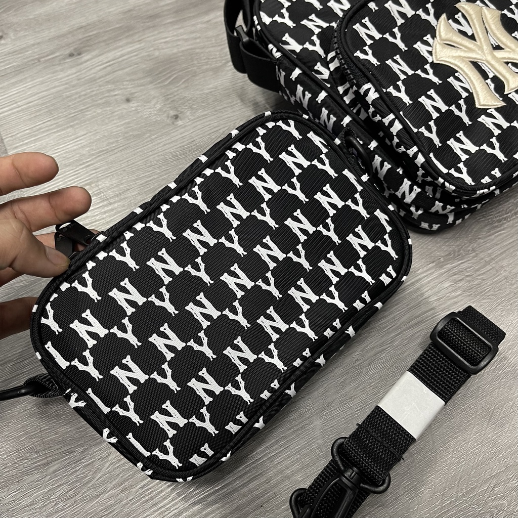 [ NGHIỆN TÚI GIÁ GỐC Kèm Video SP ] Túi đeo chéo MLB NY Mini Monogram Bag Black | HÀNG XUẤT DƯ XỊN 100%