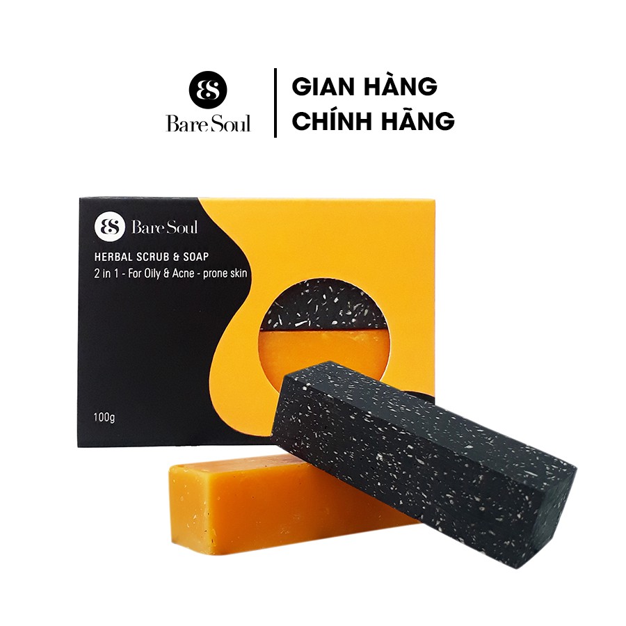 Xà phòng thiên nhiên tẩy tế bào chết giảm mụn lưng và giảm thâm cho cơ thể BareSoul Herbal Scrub & Soap 100g