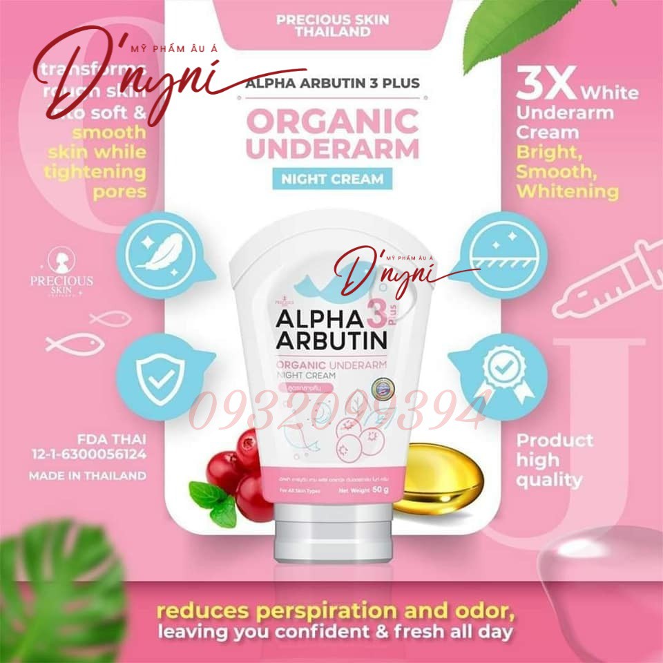 Kem thâm nách Alpha Arbutin 3 plus Organic Underarm Night Cream Thái Lan