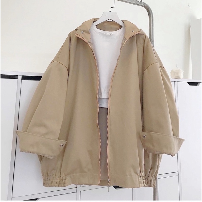 Áo Khoác Kaki Jacket Trơn Nón 2 Lớp Form Rộng Nam Nữ Unisex | BigBuy360 - bigbuy360.vn