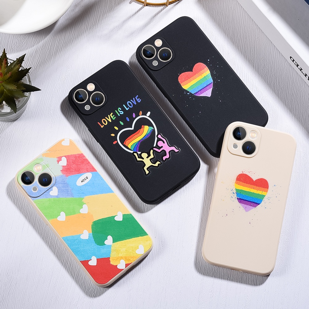 Ốp Điện Thoại Mềm Chống Sốc Họa Tiết Cầu Vồng Cho iPhone 14 Pro Max Plus 7 8 Plus SE X XR XS Max 4 4s 5 5s 6 6s Plus