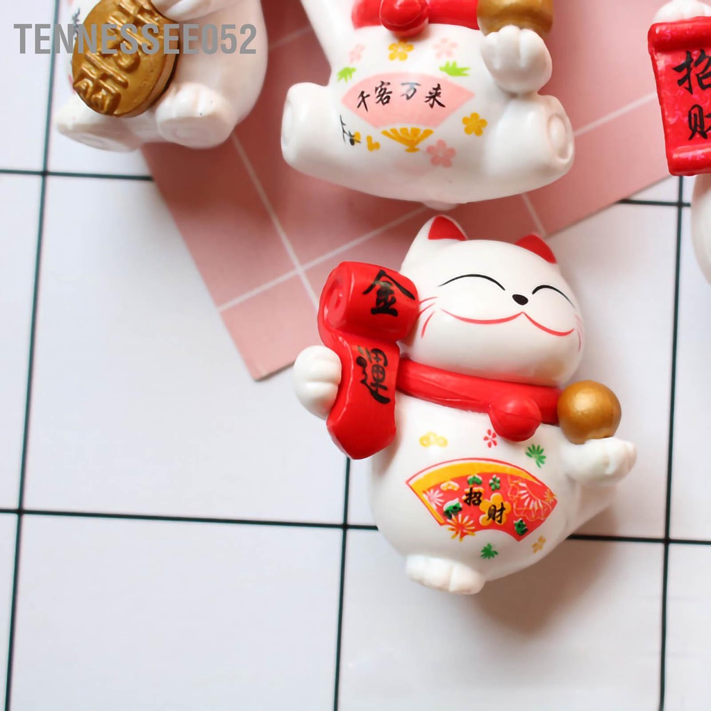 Tennessee052 Trang trí Mèo may mắn Vẫy cánh tay Tài lộc PVC Bức tượng nhỏ động vật để trang nội thất 8 chiếc trong bộ