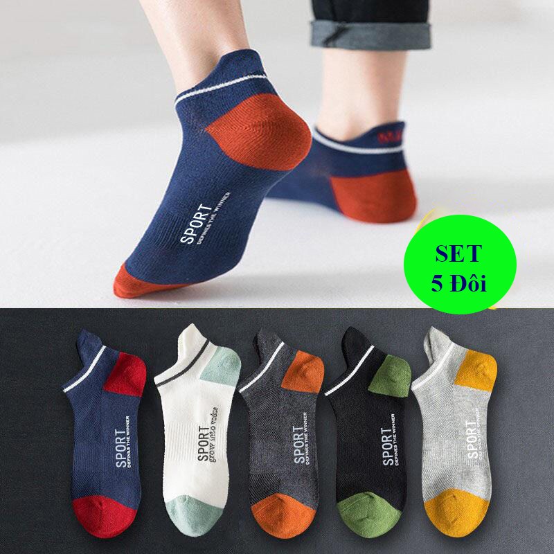 Tất Ngắn Cổ Nam, Nâng Gót, Sport, Chất Liệu Cotton, Chất Đẹp, Thiết kế hiện đại, Thoáng