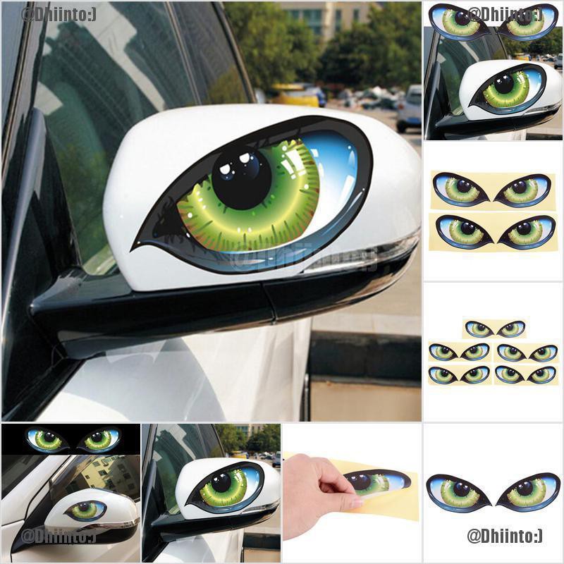 Cặp nhãn dán trang trí gương chiếu hậu xe hơi hình mắt mèo 3D độc đáo