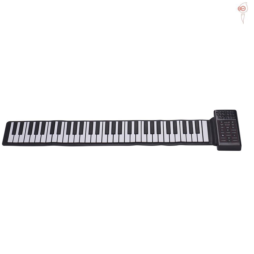 X&S Multifunction Portable Electric 61 Keys Hand Roll Up Piano Flexible Silicone Piano Keyboard Built-in Speaker Rechargeable Lithium Battery Reverberation BT Function Digital Piano Keyboard