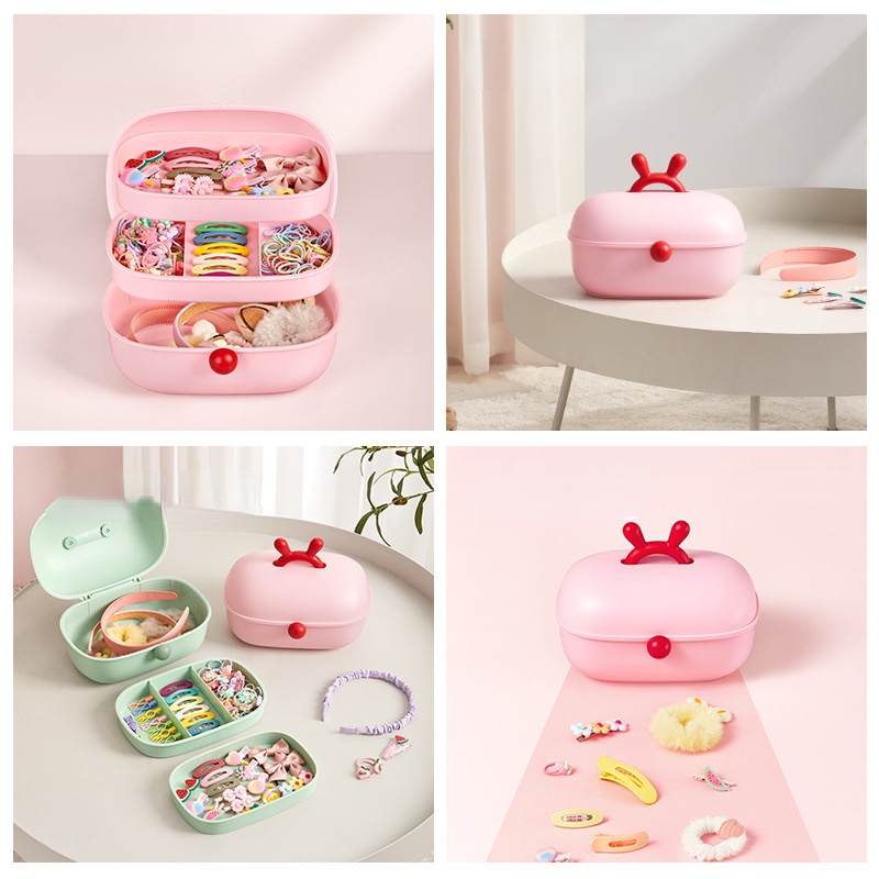Hộp Đựng Trang Sức/Dây Buộc Tóc Nhiều Tầng Họa Tiết Hoạt Hình Dễ Thương