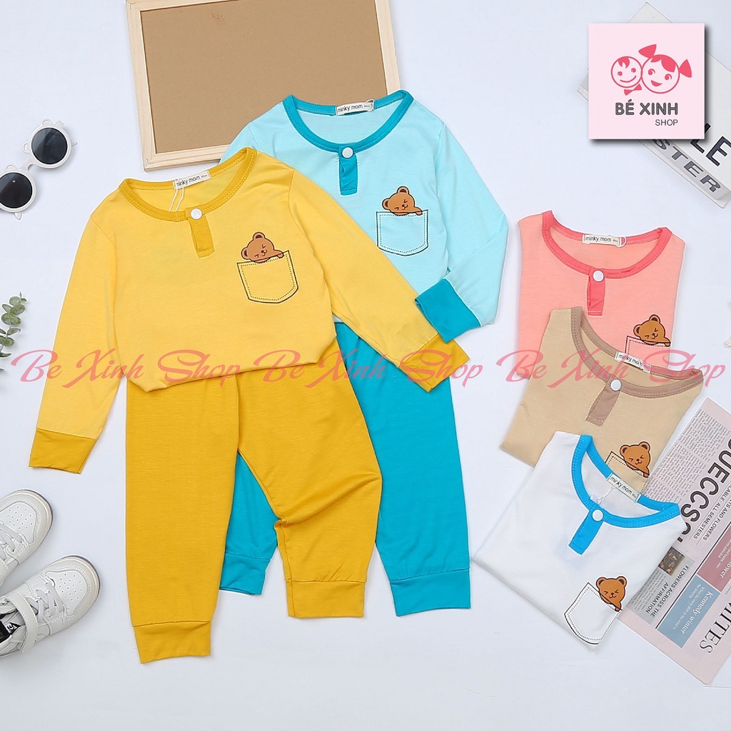 Đồ Bộ thun lạnh dài tay quần áo cho bé trai gái Minky Mom [Giá Gốc] Bộ Minky Mom dài tay thu đông cho bé TÚI GẤU