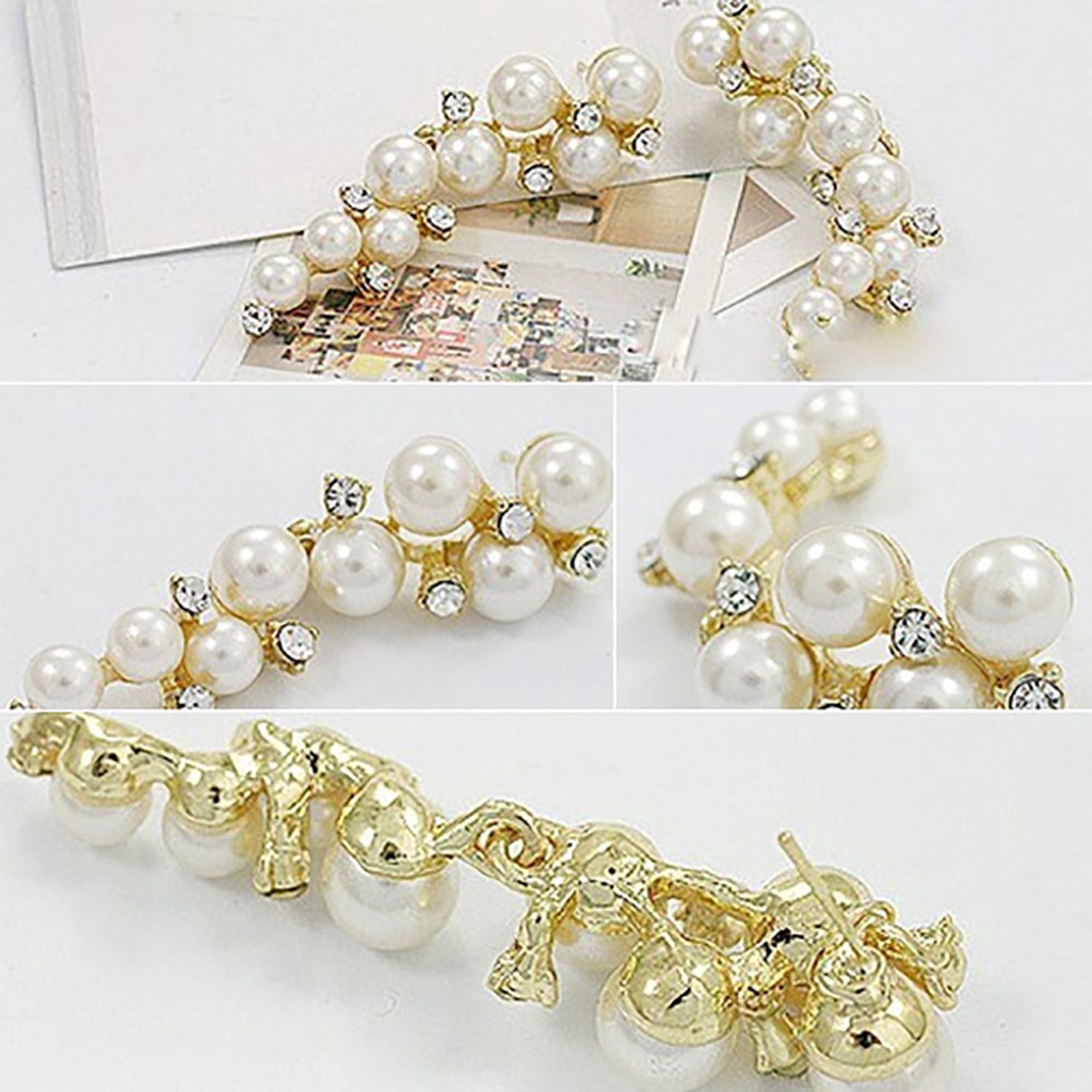 Đôi khuyên tai dài đính đá và ngọc trai giả thời trang cho nữ