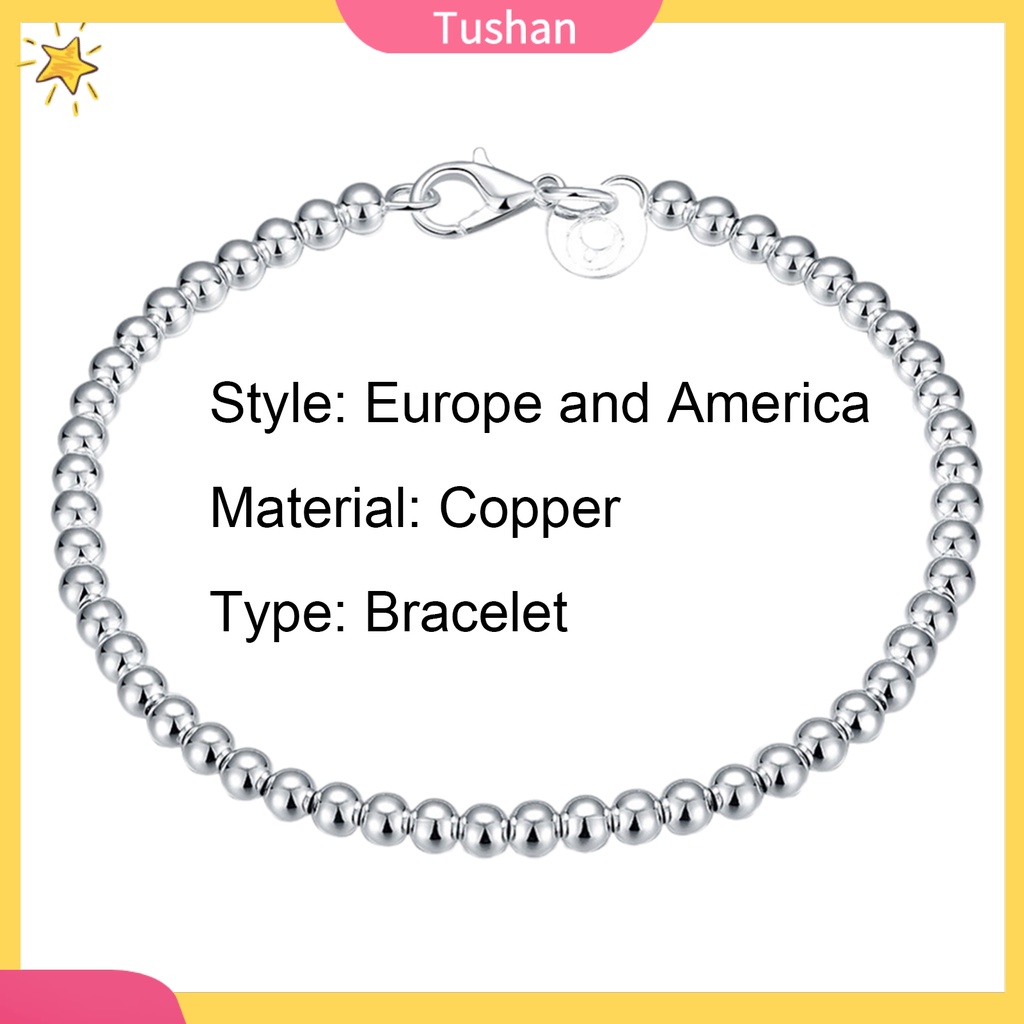 Vòng đeo tay chuỗi hạt mạ bạc xinh xắn thời trang dành cho nữ