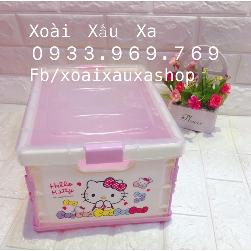 thùng nhựa xếp gấp gọn Kitty đựng đồ cá nhân gia đình tiện lợi (30*20*14cm)