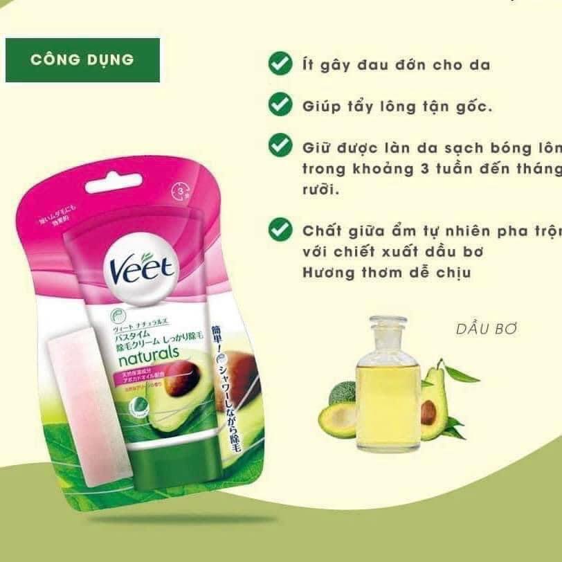 Kem Tẩy Lông Veet Nhật Bản 150G Naturals Bơ Nho Tẩy Lông Nách, Tay, Chân Cao Cấp