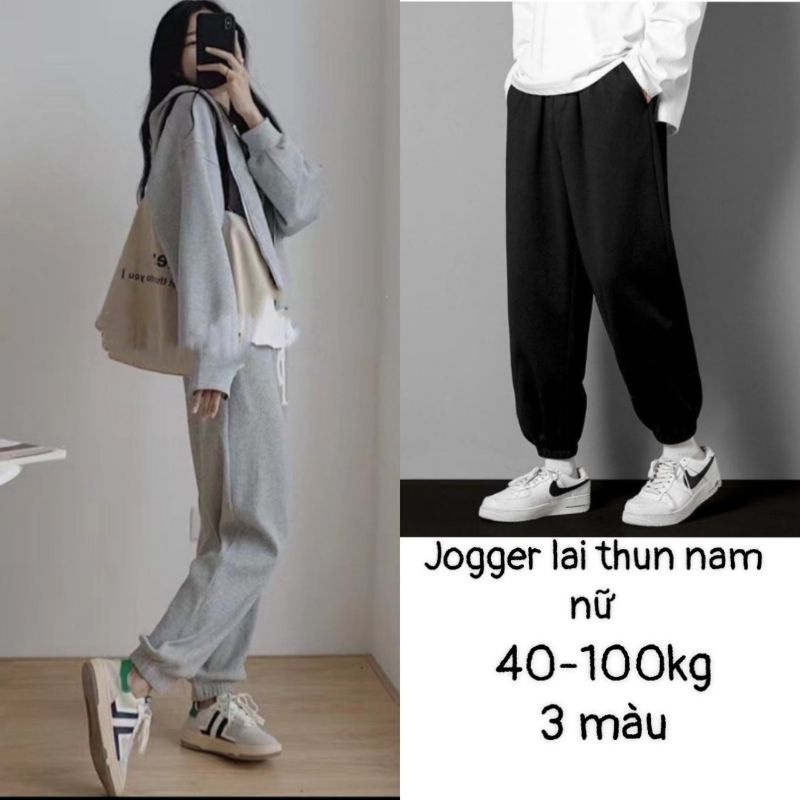 Bigsize 40-100kg jogger nam nữ lai thun (trơn - 3 sọc)